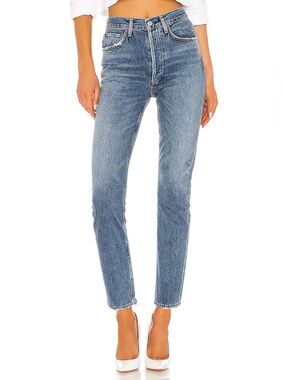 AGOLDE Riley High Rise Straight Crop Jeans in Frequency, size 25